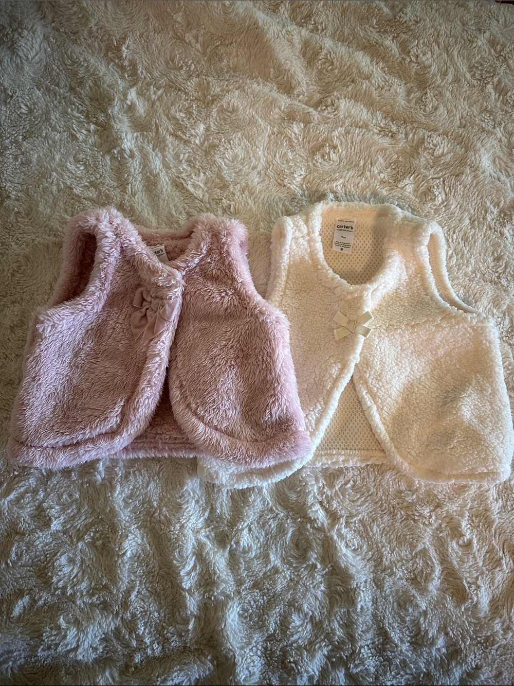 Carter's Plush Baby Vest Duo in Pink and Cream